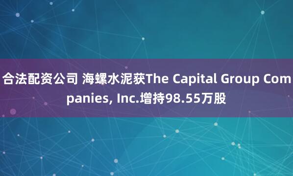 合法配资公司 海螺水泥获The Capital Group Companies, Inc.增持98.55万股